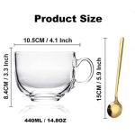 Clear Glass Coffee Mugs Set of 2 – 14.8 oz