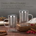 Striped Glass Tea Cups with Infuser - 2pcs