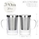 Striped Glass Tea Cups with Infuser - 2pcs