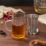 Striped Glass Tea Cups with Infuser - 2pcs