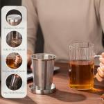Striped Glass Tea Cups with Infuser - 2pcs