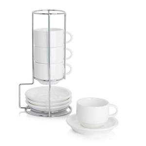 Sweese 4-Piece Stackable Porcelain Espresso Cups Set