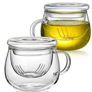 Tosnail Glass Tea Cup Set with Infuser, 2 Pack
