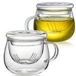 Tosnail Glass Tea Cup Set with Infuser, 2 Pack