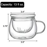 Tosnail Glass Tea Cup Set with Infuser, 2 Pack