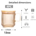 Cute Ribbed Glass Coffee Mug with Bamboo Lid