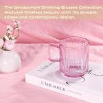 Cute Ribbed Glass Coffee Mug with Bamboo Lid