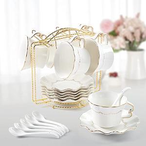 Elegant Tea Cups with Gold Trim - Set of 6