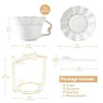 Elegant Tea Cups with Gold Trim - Set of 6