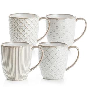 Set of 4 Microwave Safe Ceramic Coffee Mugs