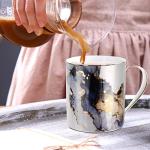 Marble Ceramic Coffee Mug and Tea Cup, 14 OZ