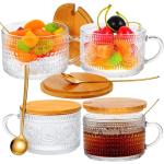 Vintage Coffee Mugs Set with Bamboo Lids