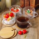 Vintage Coffee Mugs Set with Bamboo Lids