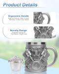 V8 Engine Design Stainless Steel Coffee Mug, 15oz