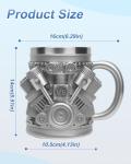 V8 Engine Design Stainless Steel Coffee Mug, 15oz