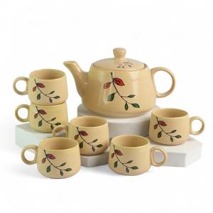 Elegant Handmade Tea Set with 6 Porcelain Cups