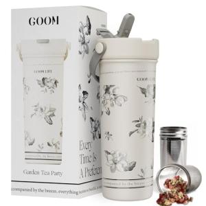 Floral White 20 oz Spill Proof Tea Tumbler