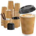 12 oz Disposable Coffee Cups with Lids - 90 Pack