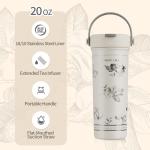 Floral White 20 oz Spill Proof Tea Tumbler