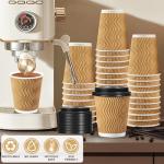 12 oz Disposable Coffee Cups with Lids - 90 Pack