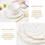 Elegant White Tea Cups and Saucers Set of 4