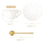 Elegant White Tea Cups and Saucers Set of 4