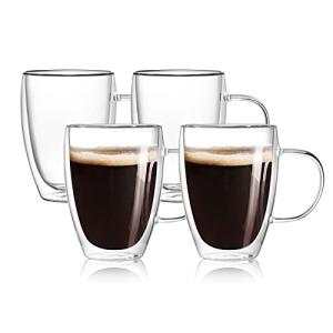 Set of 4 Insulated Double Walled Glass Mugs