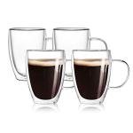 Set of 4 Insulated Double Walled Glass Mugs