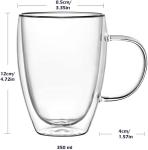 Set of 4 Insulated Double Walled Glass Mugs