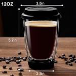 Double-Walled Glass Coffee Mug with Silicone Lid