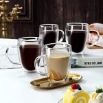 Set of 4 Insulated Double Walled Glass Mugs