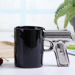 Gun-Shaped Ceramic Coffee Mug in Black & Silver