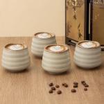 Cute Retro Grey Ceramic Tea Cup Set 4pcs