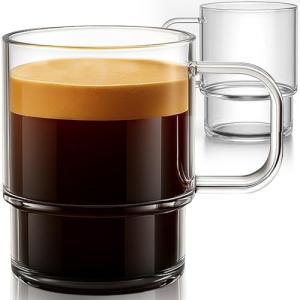 Aquach 18oz Stackable Glass Mugs - Set of 2