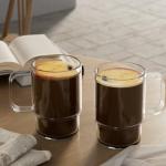 Aquach 18oz Stackable Glass Mugs - Set of 2