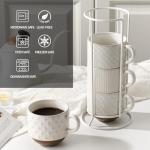 Large Stackable Ceramic Coffee Mugs Set of 4