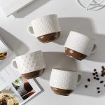 Large Stackable Ceramic Coffee Mugs Set of 4