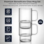 Aquach 18oz Stackable Glass Mugs - Set of 2