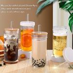 Danwei Glass Cups with Lids and Straws - 4 Pack