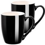 Set of 2 Black Ceramic Coffee Mugs, 12 Oz