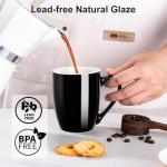 Set of 2 Black Ceramic Coffee Mugs, 12 Oz