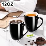 Set of 2 Black Ceramic Coffee Mugs, 12 Oz