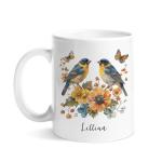 Personalized Lesser Goldfinch Bird Ceramic Tea Mug