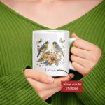 Personalized Lesser Goldfinch Bird Ceramic Tea Mug