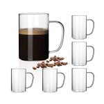 16 oz Glass Coffee Mugs Set of 6