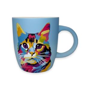 Light Blue Cat Mug - 18 Oz Ceramic Coffee Cup