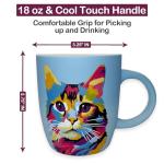 Light Blue Cat Mug - 18 Oz Ceramic Coffee Cup