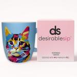 Light Blue Cat Mug - 18 Oz Ceramic Coffee Cup