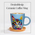 Light Blue Cat Mug - 18 Oz Ceramic Coffee Cup