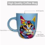 Light Blue Cat Mug - 18 Oz Ceramic Coffee Cup